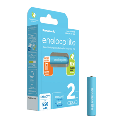 2 Акумулаторни батерии Panasonic Eneloop Lite AAA 550 mAh - 1.2V