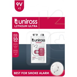 Литиева батерия CR 9V Uniross Ultra Lithium 9V 800 mAh