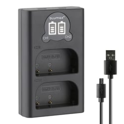 Зарядно за 2 батерии Panasonic DMW-BLF19 с LCD дисплей - 8.4V