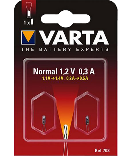 2 Крушки за фенер Varta V703 Argon 1.2V - 2 пина